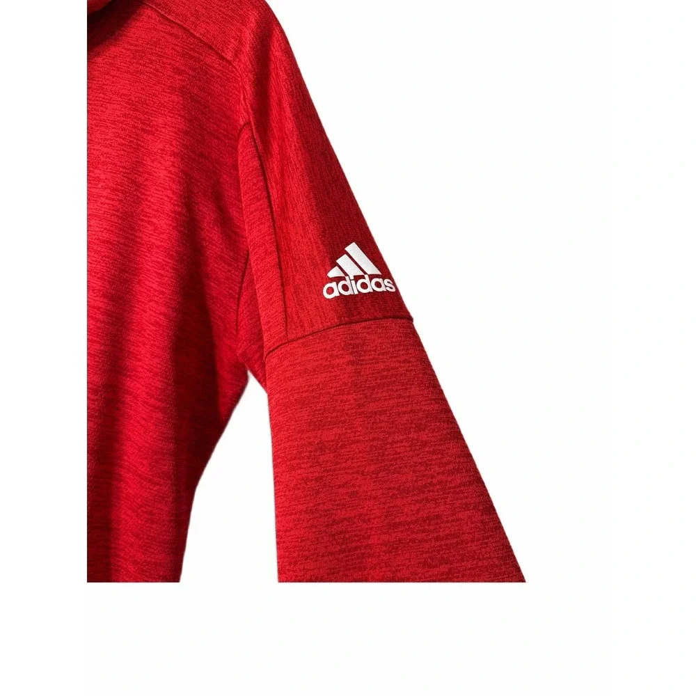 Adidas Mens Athletics Team Issue Pullover Hoodie Sweatshirt Red Soft - Large‎